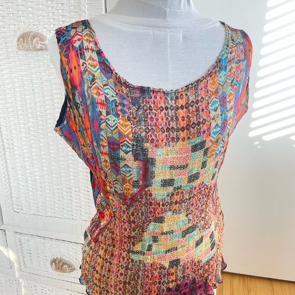 Rossi Roma Long sleeve button up crinkle blouse + Tank Twin Set Size Large - Picture 9 of 15